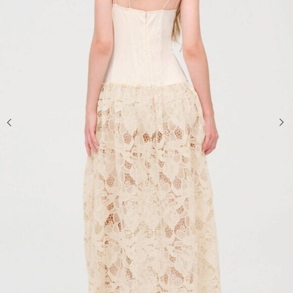For Love And Lemons Cream Lace Maxi Dress with Black Bow - Picture 3 of 12